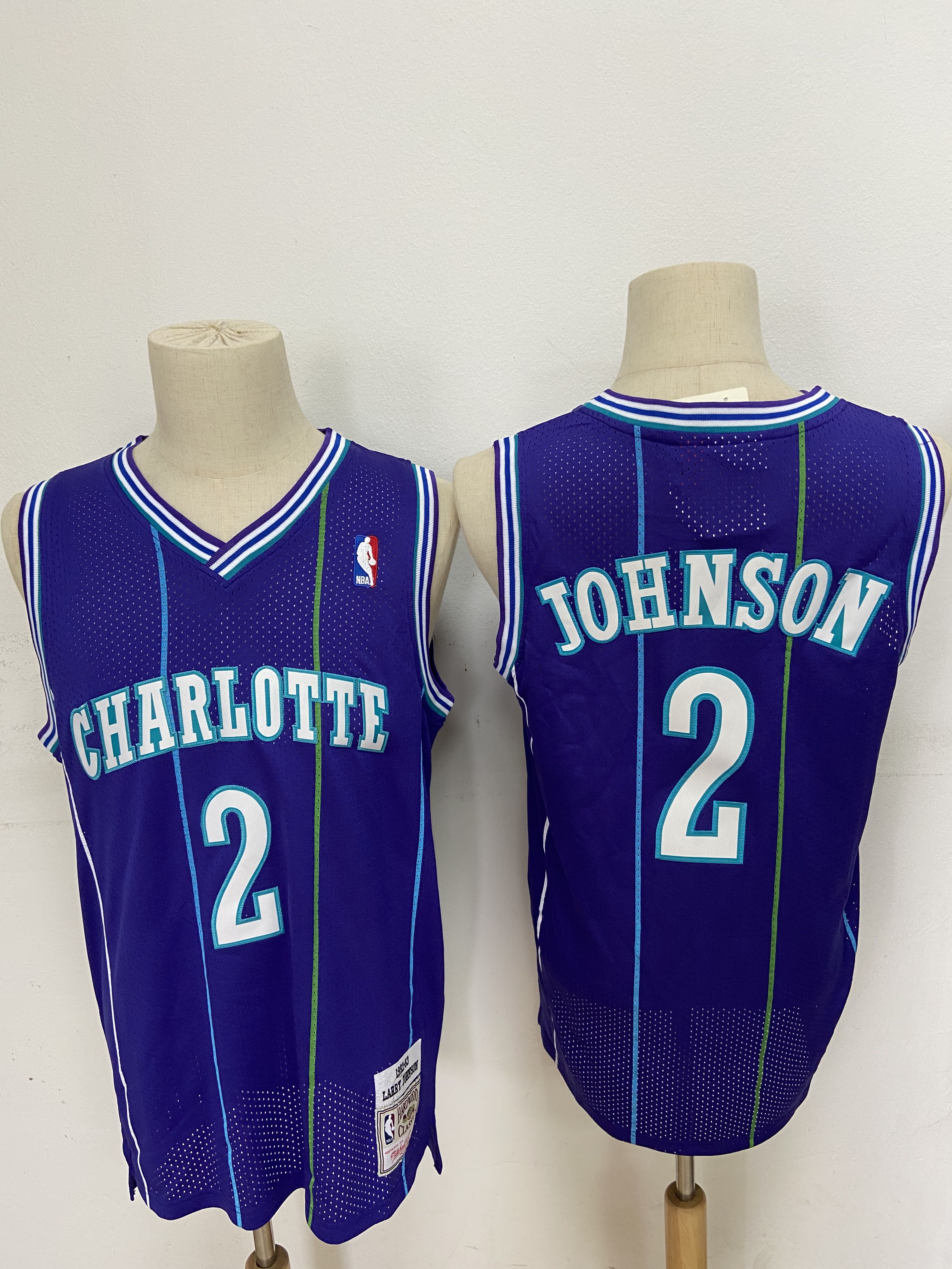 Cheap Men Charlotte Hornets 2 Johnson Purple Throwback NBA Jerseys